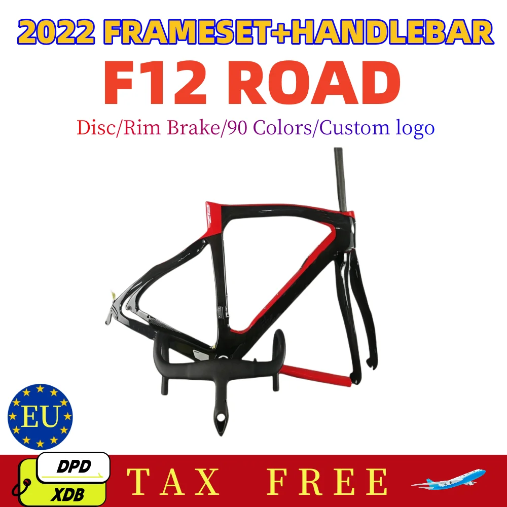 

Лидер продаж! F12 карбоновая рамка с пользовательским логотипом, черно-красная, 1K, блестящая фоторамка + руль, 10 размеров, 90 цветов