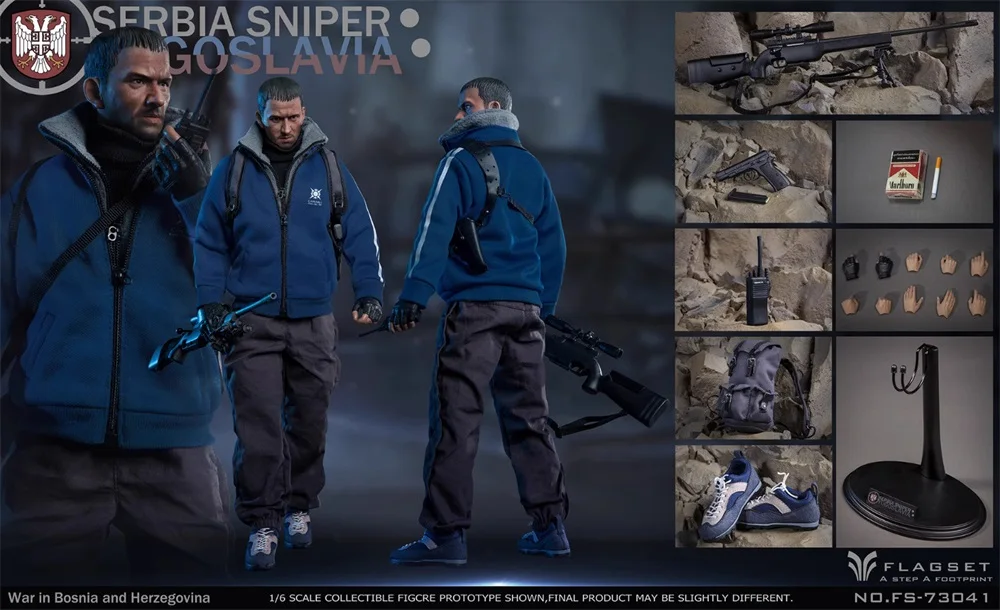 FLAGSET FS 73041 Serbian Sniper War in Bosnia and Herzegovina Full Set Moveable Action Figure Set Gift For Fans Collect 1/6
FLAGSET FS 73041 Serbian Sniper War in Bosnia and Herzegovina Full Set Moveable Action Figure Set Gift For Fans Collect 1/6