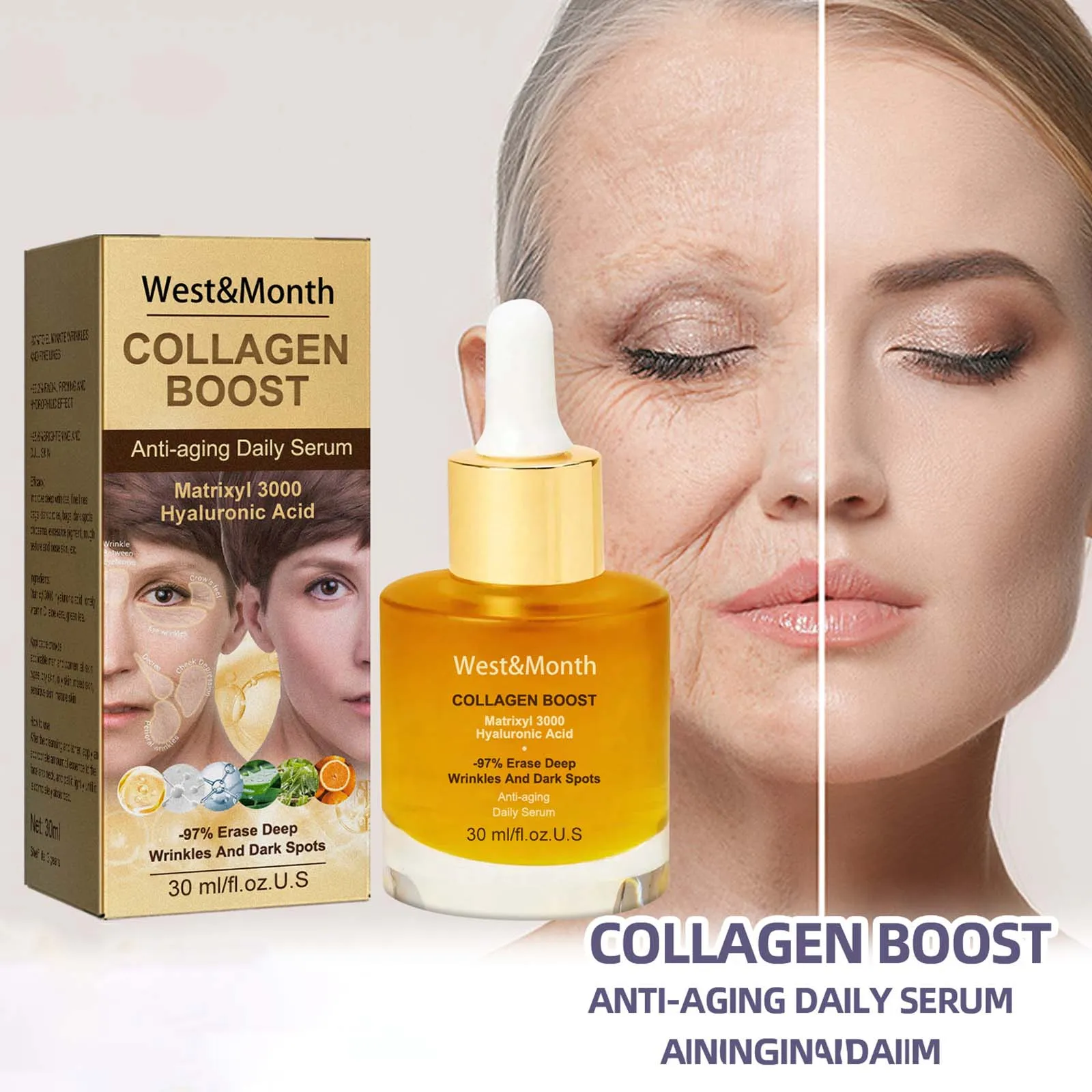 30ml Collagen Face Serum Boost Anti Aging Mosturizure Essence Brightening Firming Skin Nourishing Anti Wrinkle Facial Serum
30ml Collagen Face Serum Boost Anti Aging Mosturizure Essence Brightening Firming Skin Nourishing Anti Wrinkle Facial Serum