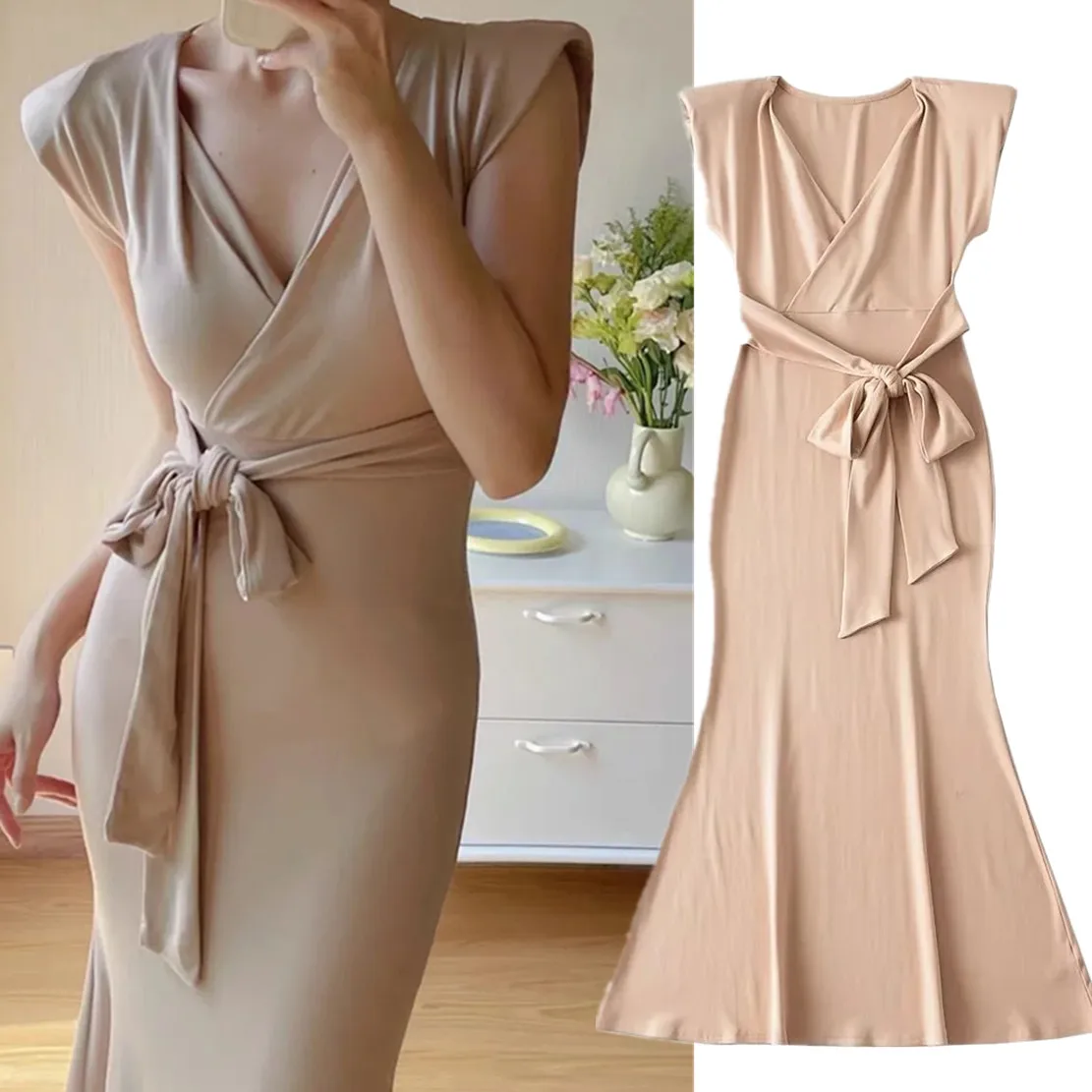 Dave&Di Multicolor Shoulder Pad Sheath Sexy Sashes Knitted Dress Women Fashion Simple Dress
Dave&Di Multicolor Shoulder Pad Sheath Sexy Sashes Knitted Dress Women Fashion Simple Dress