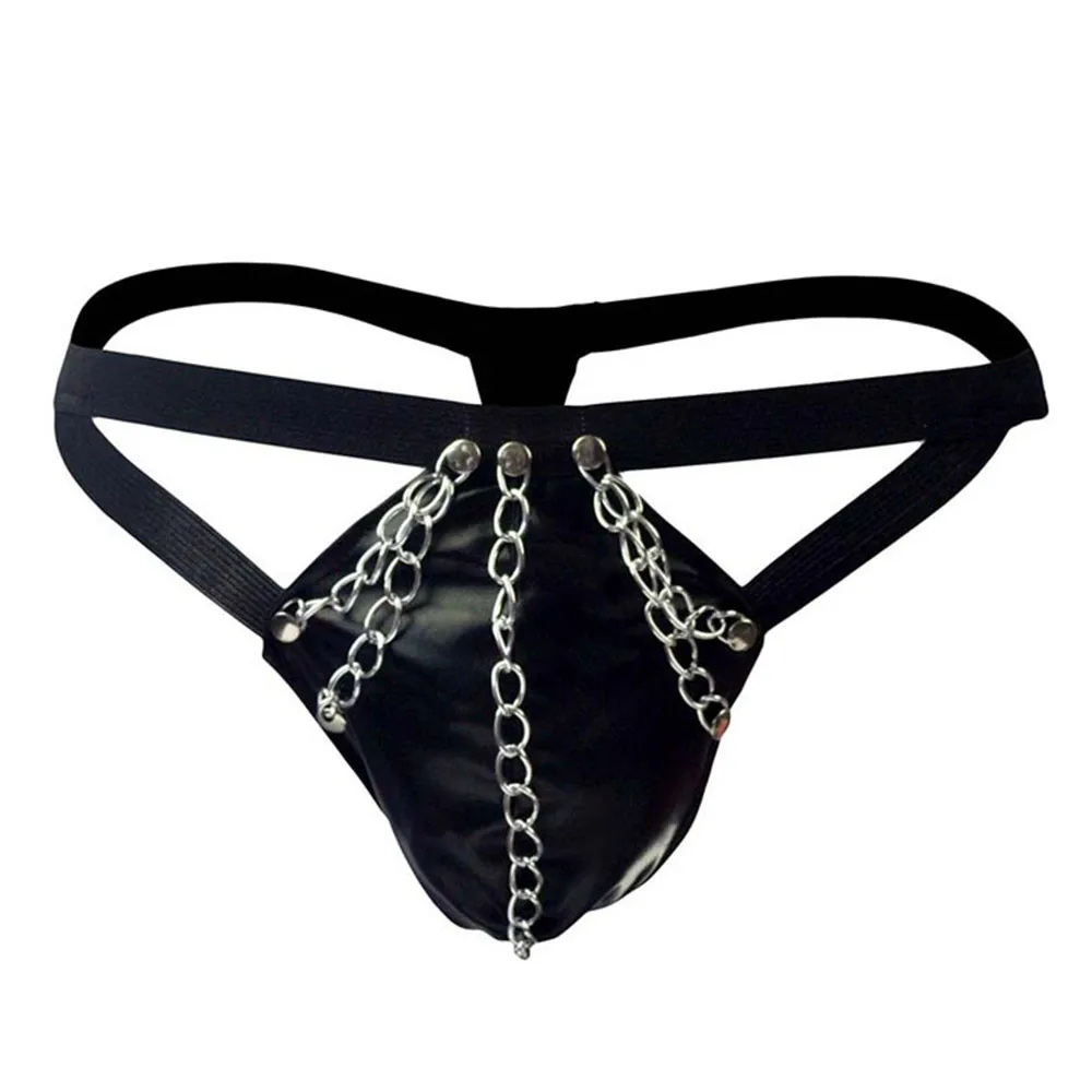 Men Faux Leather Strappy Chain Thong Panties Low Rise G-String Underpants Breathable Hollow Open Butt Erotic T-back Briefs
Men Faux Leather Strappy Chain Thong Panties Low Rise G-String Underpants Breathable Hollow Open Butt Erotic T-back Briefs