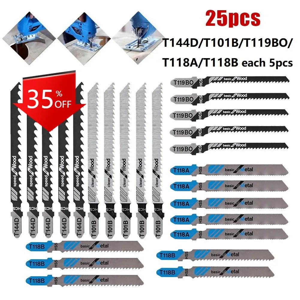 25Pcs Jig Saw Blade Jigsaw Blades Set Metal Wood Assorted Blades Woodworking T144D/T244D/T118A/T111C
25Pcs Jig Saw Blade Jigsaw Blades Set Metal Wood Assorted Blades Woodworking T144D/T244D/T118A/T111C