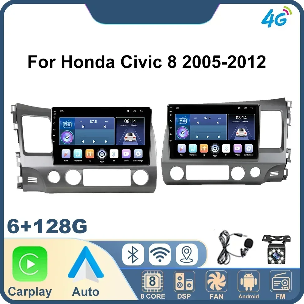 Авто Smart Systems 2 Din Android Автомобильный радиоприемник Carplay для Honda Civic 8 2005-2012