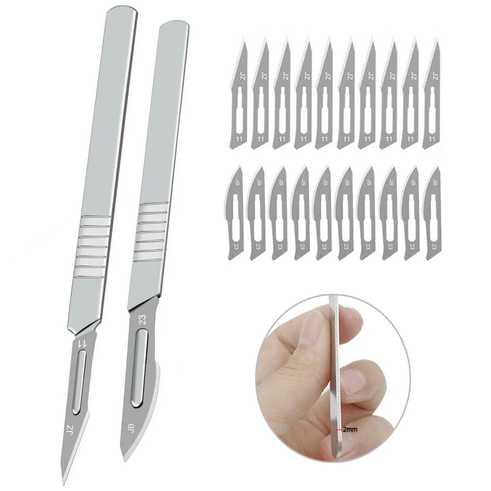 11pcs Carving Metal Scalpel Blades Carbon Steel 11 23 Medical Cutting Handel Scalpel Non-Slip Metal Knife Tools Kit Cutter
11pcs Carving Metal Scalpel Blades Carbon Steel 11 23 Medical Cutting Handel Scalpel Non-Slip Metal Knife Tools Kit Cutter