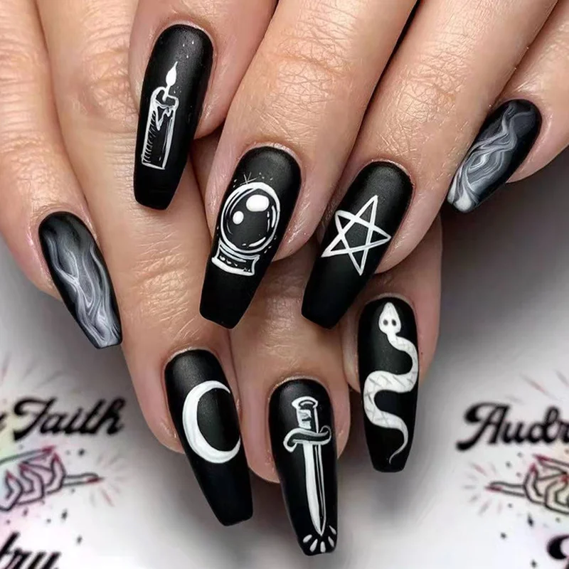 24pcs Black color press on fake nails Elegant Graffiti design False Nails set With Glue Short Round Head Acrylic nail for girls
24pcs Black color press on fake nails Elegant Graffiti design False Nails set With Glue Short Round Head Acrylic nail for girls