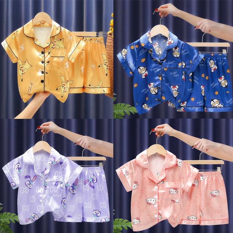 Hello Kitty Children pajamas cartoon Pickchu StellaLou summer princess style short-sleeved ice silk baby girl home clothes suit
Hello Kitty Children pajamas cartoon Pickchu StellaLou summer princess style short-sleeved ice silk baby girl home clothes suit