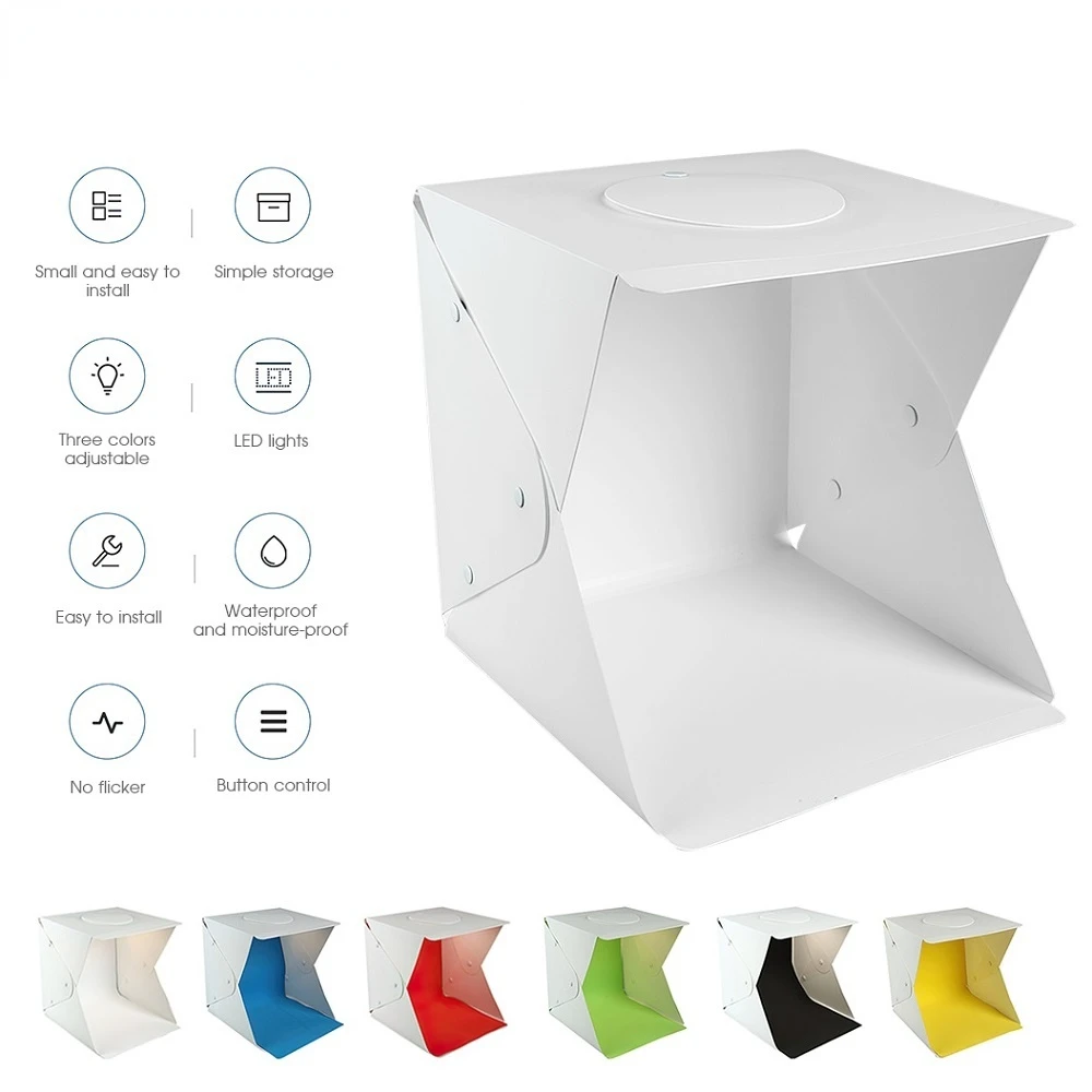 Portable Photography Photo Studio 30 cm White Folding Light Box With 6 Color Backdrop Studio Shooting Tent Desktop Softbox
Portable Photography Photo Studio 30 cm White Folding Light Box With 6 Color Backdrop Studio Shooting Tent Desktop Softbox