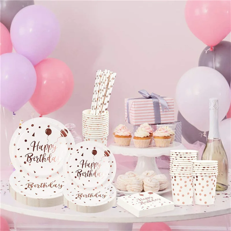 Rose Gold Birthday Party Decorations Baby Shower Paper Plate Cup Kids Adult Birthday Party Supplies Disposable Tableware Set
Rose Gold Birthday Party Decorations Baby Shower Paper Plate Cup Kids Adult Birthday Party Supplies Disposable Tableware Set
