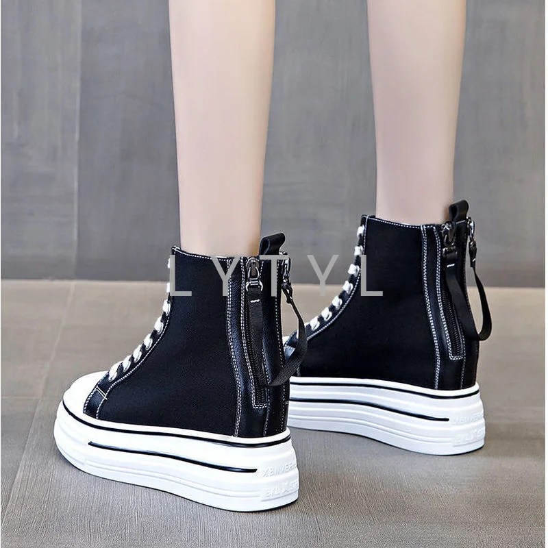 Women High Top Canvas Shoes New White Double zipper Casual Sneakers Walking Shoes Flats Thick Sole Shoes For Ladies B1-20
Women High Top Canvas Shoes New White Double zipper Casual Sneakers Walking Shoes Flats Thick Sole Shoes For Ladies B1-20