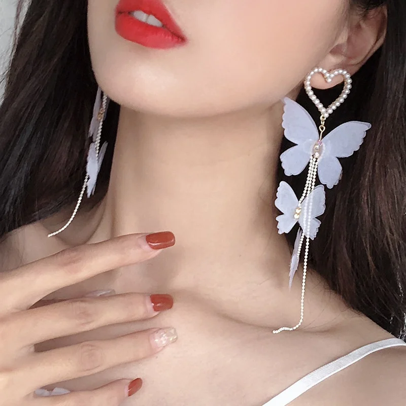 New Design Fashion Exaggerated Jewelry Long White Butterfly Earrings Bohemian Tassel Holiday Party Earrings for Women Gift
New Design Fashion Exaggerated Jewelry Long White Butterfly Earrings Bohemian Tassel Holiday Party Earrings for Women Gift