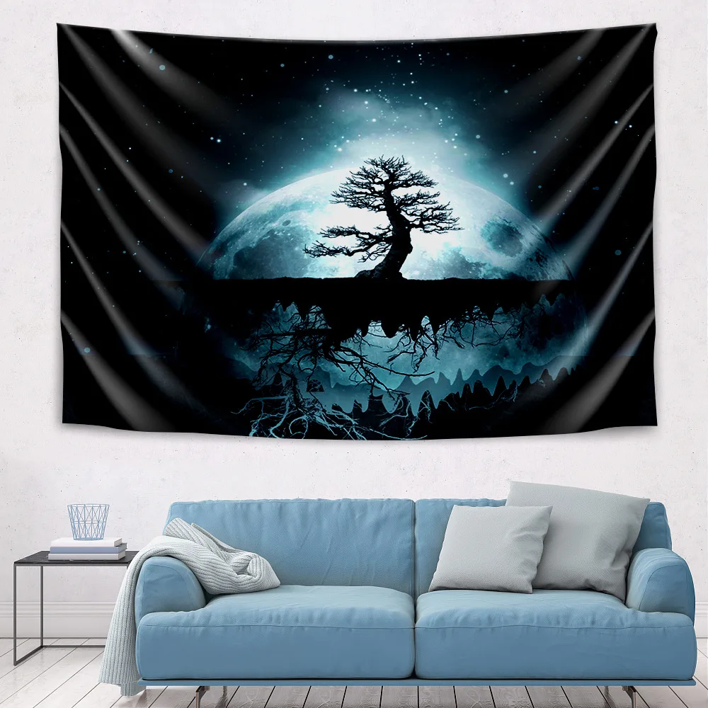 

Galaxy Planet Tree Starry Psychedelic Tapestry Wall Hanging Tapestries Hippie Flower Wall Carpets Dorm Decor Starry Sky Carpet