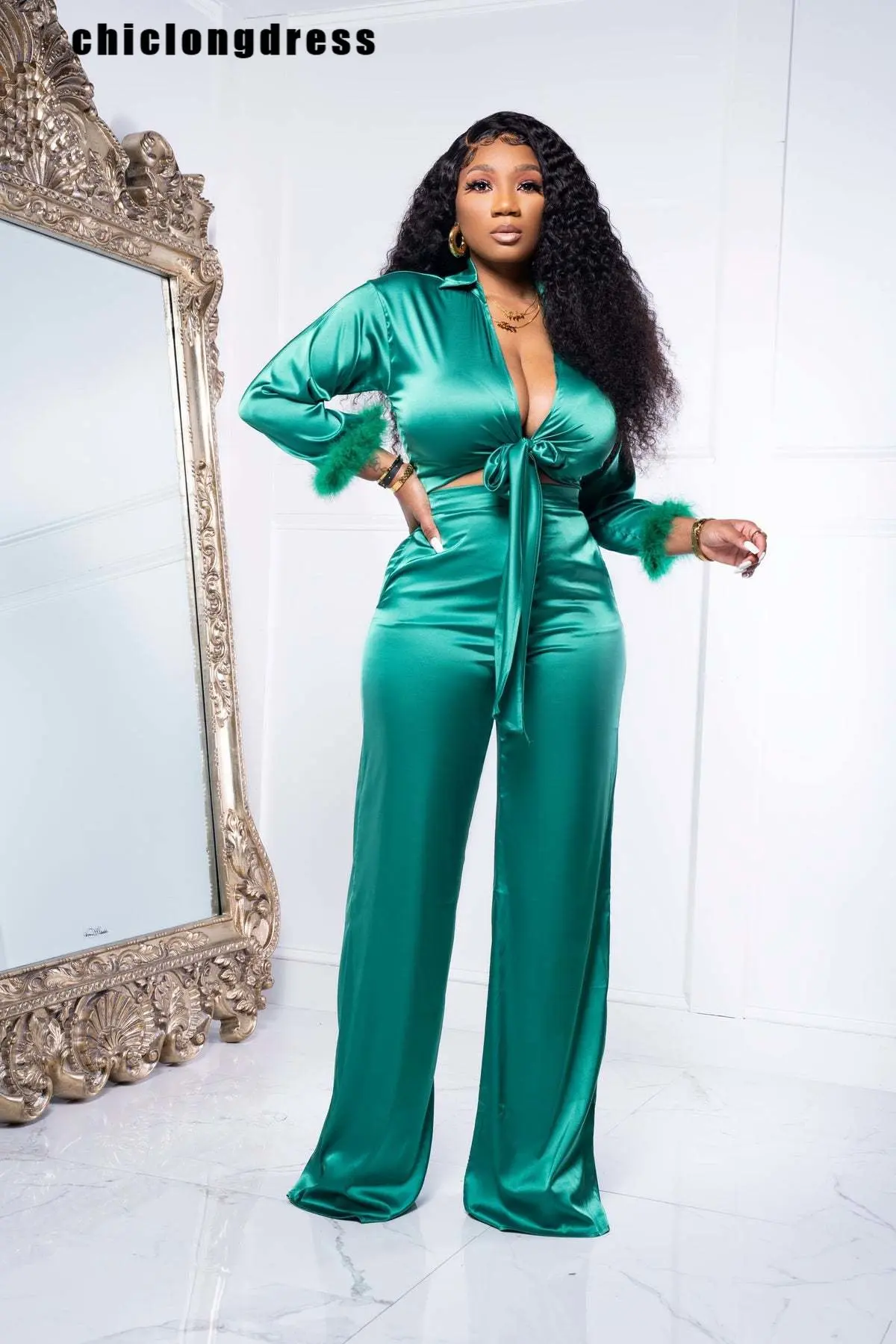 Autumn Satin Two Piece Set Women Fashion Satin Lace-up Shirt Wide-leg Pants Two Piece Suit Women
Autumn Satin Two Piece Set Women Fashion Satin Lace-up Shirt Wide-leg Pants Two Piece Suit Women