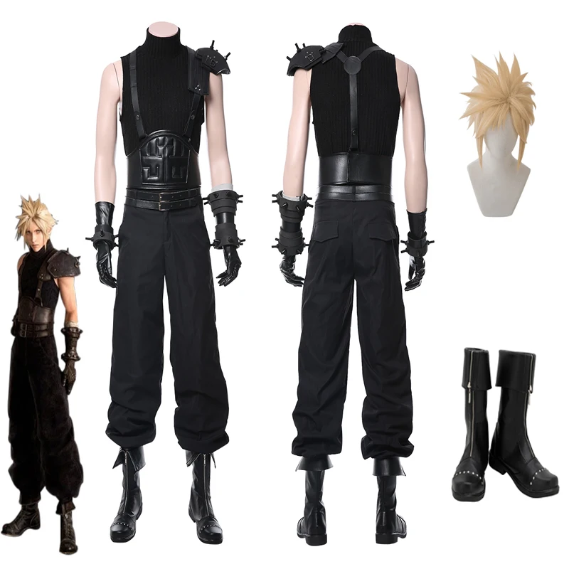 

Anime Final Fantasy VII 7 Cloud Strife Cosplay Costume Top Pants Wig Shoes Set Outfit Halloween Party Men Role Disguise Clothes