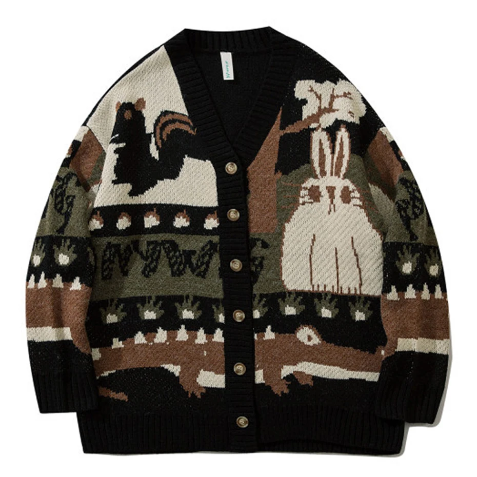Winter Knit Sweater for Men Loose Cardigan 2022 New V-neck Cartoon Pattern Sweaters suéteres Y2K Male
Winter Knit Sweater for Men Loose Cardigan 2022 New V-neck Cartoon Pattern Sweaters suéteres Y2K Male