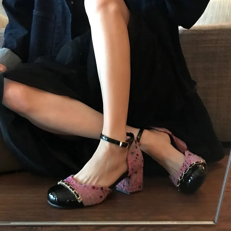 Square Toe Stitching Mary Jane Shoes Temperament One-Word Buckle Strap Chunky Heel Sandals Shallow Women Pumps Sandalias Mujer
Square Toe Stitching Mary Jane Shoes Temperament One-Word Buckle Strap Chunky Heel Sandals Shallow Women Pumps Sandalias Mujer