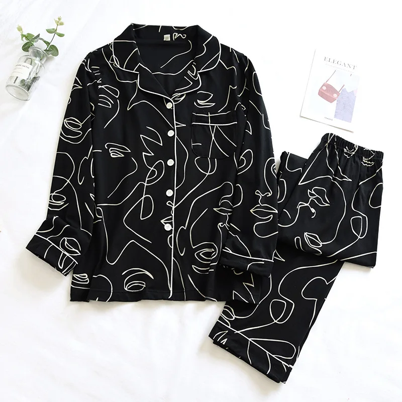 Pyjama Ensembles Couple Spring/autumn Knit Cotton Cardigan Men Home Wear New Simple Ensemble Femme 2 Pièces Pyjama Pour Femme
Pyjama Ensembles Couple Spring/autumn Knit Cotton Cardigan Men Home Wear New Simple Ensemble Femme 2 Pièces Pyjama Pour Femme