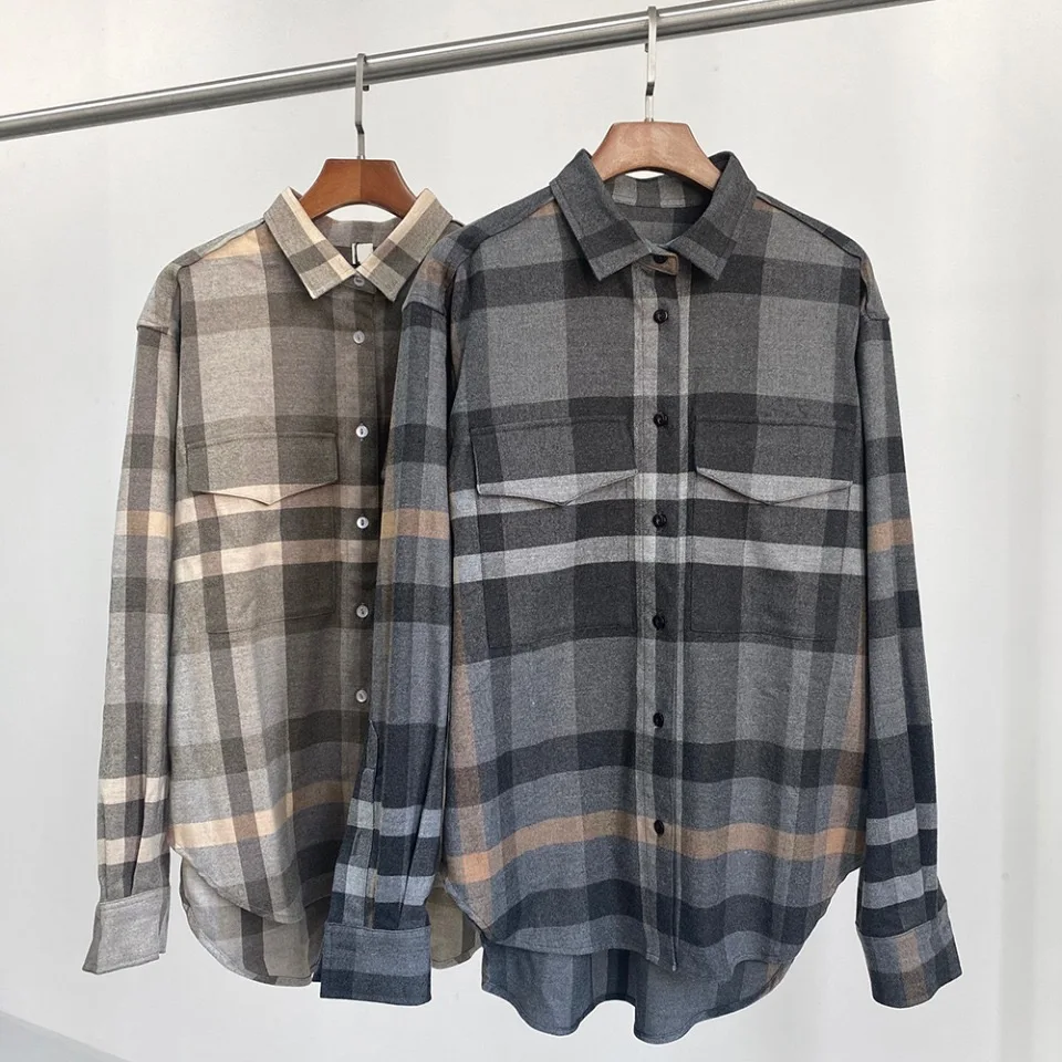 Women's Blouse Plaid Long Sleeve Loose Turn-down Collar Fashion Shirt Casual Spring 2023 New
Women's Blouse Plaid Long Sleeve Loose Turn-down Collar Fashion Shirt Casual Spring 2023 New