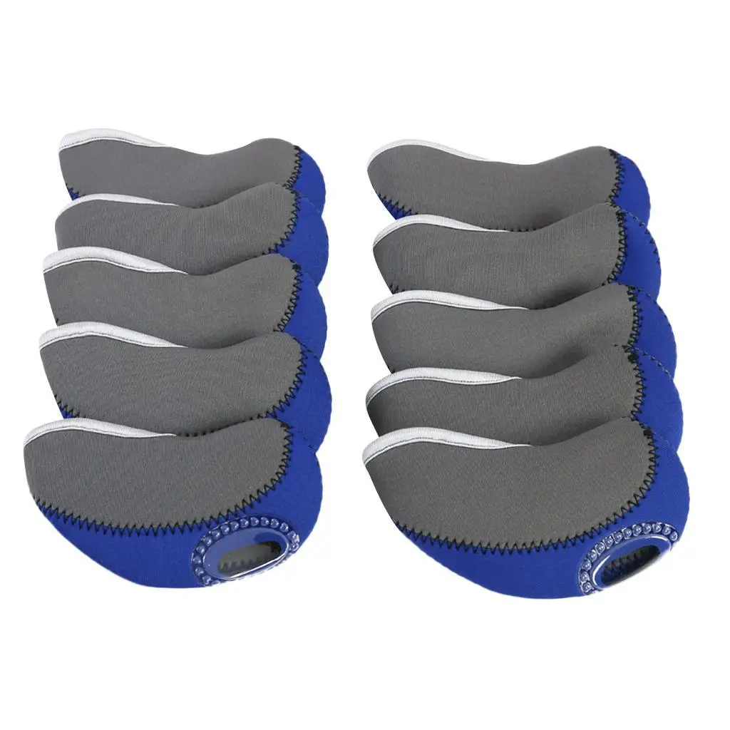 10 Piece Neoprene Golf Iron Club Head Covers - Transparent Window Dark Blue
10 Piece Neoprene Golf Iron Club Head Covers - Transparent Window Dark Blue