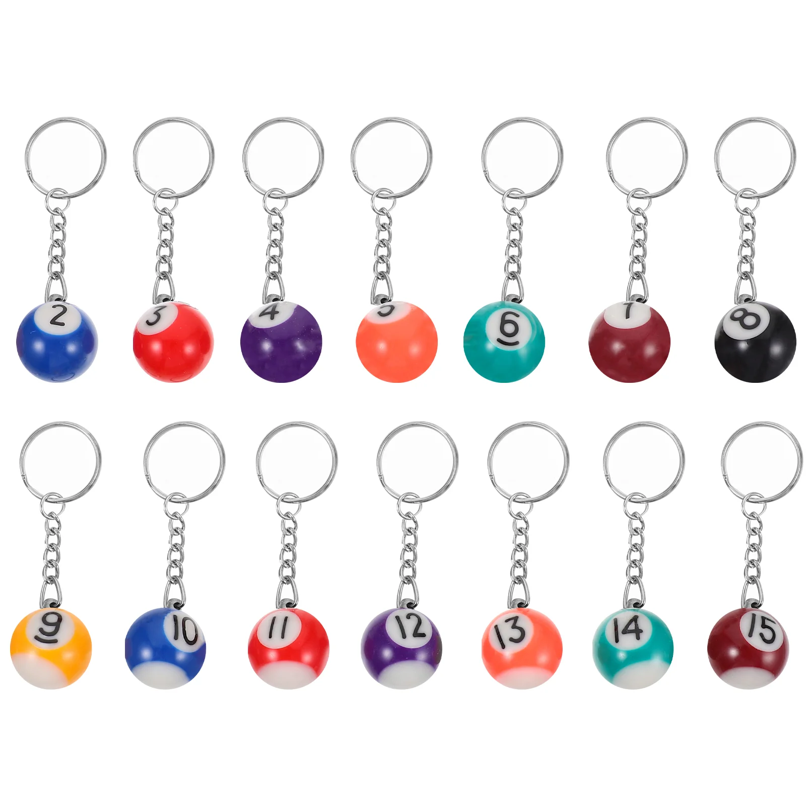 

16Pcs Pool Ball Key Rings Small Ball Keychains Billiards Match Keepsake Exquisite Pool Ball Hanging Decors