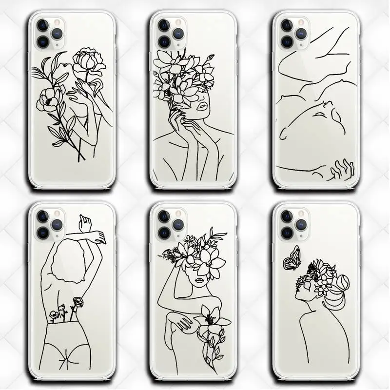 Girl Abstract Lines Art Phone Case Clear for iphone 13 12 11 Pro max mini XS 8 7 Plus X SE 2020 XR cover
Girl Abstract Lines Art Phone Case Clear for iphone 13 12 11 Pro max mini XS 8 7 Plus X SE 2020 XR cover