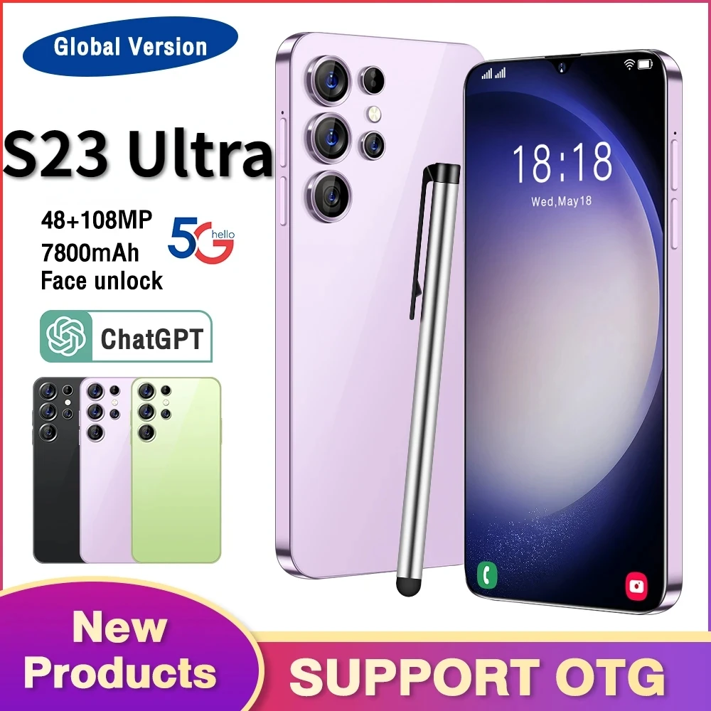 S23 Ultra Smart Phone Global Version Android 6.8 Inch HD Full Screen 6800mah 16GB+1TB Mobile Phones 5G Dual Sim Card Cell Phone
S23 Ultra Smart Phone Global Version Android 6.8 Inch HD Full Screen 6800mah 16GB+1TB Mobile Phones 5G Dual Sim Card Cell Phone