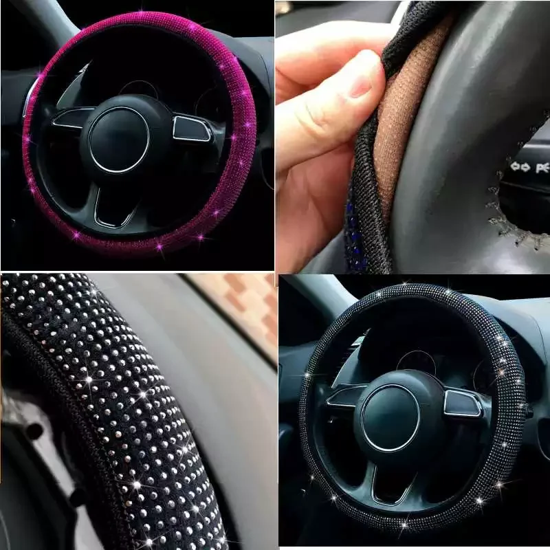 Rhinestones Steering Wheel Cover with Crystal Diamond Sparkling Car Suv Steering Wheel Protector Fit 14.5-15 Inch Vehicle
Rhinestones Steering Wheel Cover with Crystal Diamond Sparkling Car Suv Steering Wheel Protector Fit 14.5-15 Inch Vehicle