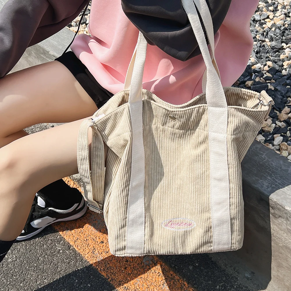 Универсальные вельветовые сумки через плечо, дизайнерская сумка в полоску, Вместительная женская сумка для покупок, модная повседневная же... 
Универсальные вельветовые сумки через плечо, дизайнерская сумка в полоску, Вместительная женская сумка для покупок, модная повседневная же...