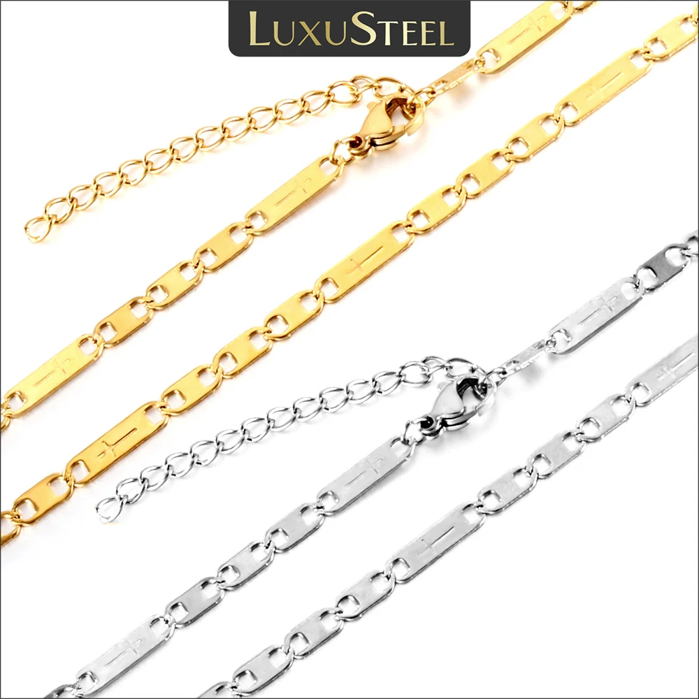 LUXUSTEEL 3.5MM Stainless Steel Chain For Women Men Cross Pattern Tag Necklace Adjustable Lobster Clasp DIY Jewelry Wholesale
LUXUSTEEL 3.5MM Stainless Steel Chain For Women Men Cross Pattern Tag Necklace Adjustable Lobster Clasp DIY Jewelry Wholesale
