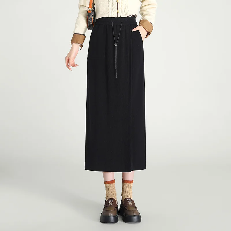 Осенне-зимняя эластичная прямая черная юбка с высокой талией, женские элегантные шикарные облегающие повседневные вельветовые длинные юбки 3XL с кулиской 70056
Осенне-зимняя эластичная прямая черная юбка с высокой талией, женские элегантные шикарные облегающие повседневные вельветовые длинные юбки 3XL с кулиской 70056