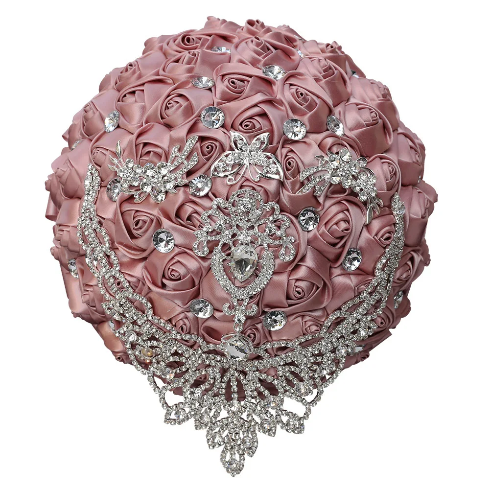 High Quality Home Decoration Handmade Bride Holding Bouquet Rhinestone Ribbon Rose DIY Elegant Wedding Artificial Flower Bouquet
High Quality Home Decoration Handmade Bride Holding Bouquet Rhinestone Ribbon Rose DIY Elegant Wedding Artificial Flower Bouquet