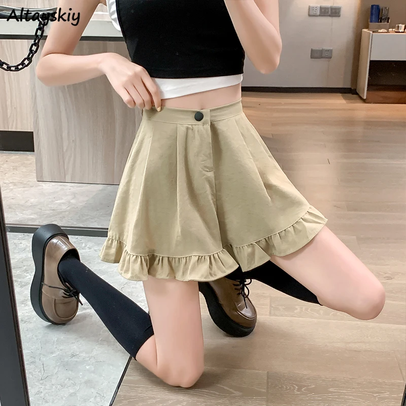 Wide-leg Shorts Women Summer Thin Ruffles Design Casual All-match Sweet Students Lovely Street Wear Korean Style Tender Classic
Wide-leg Shorts Women Summer Thin Ruffles Design Casual All-match Sweet Students Lovely Street Wear Korean Style Tender Classic