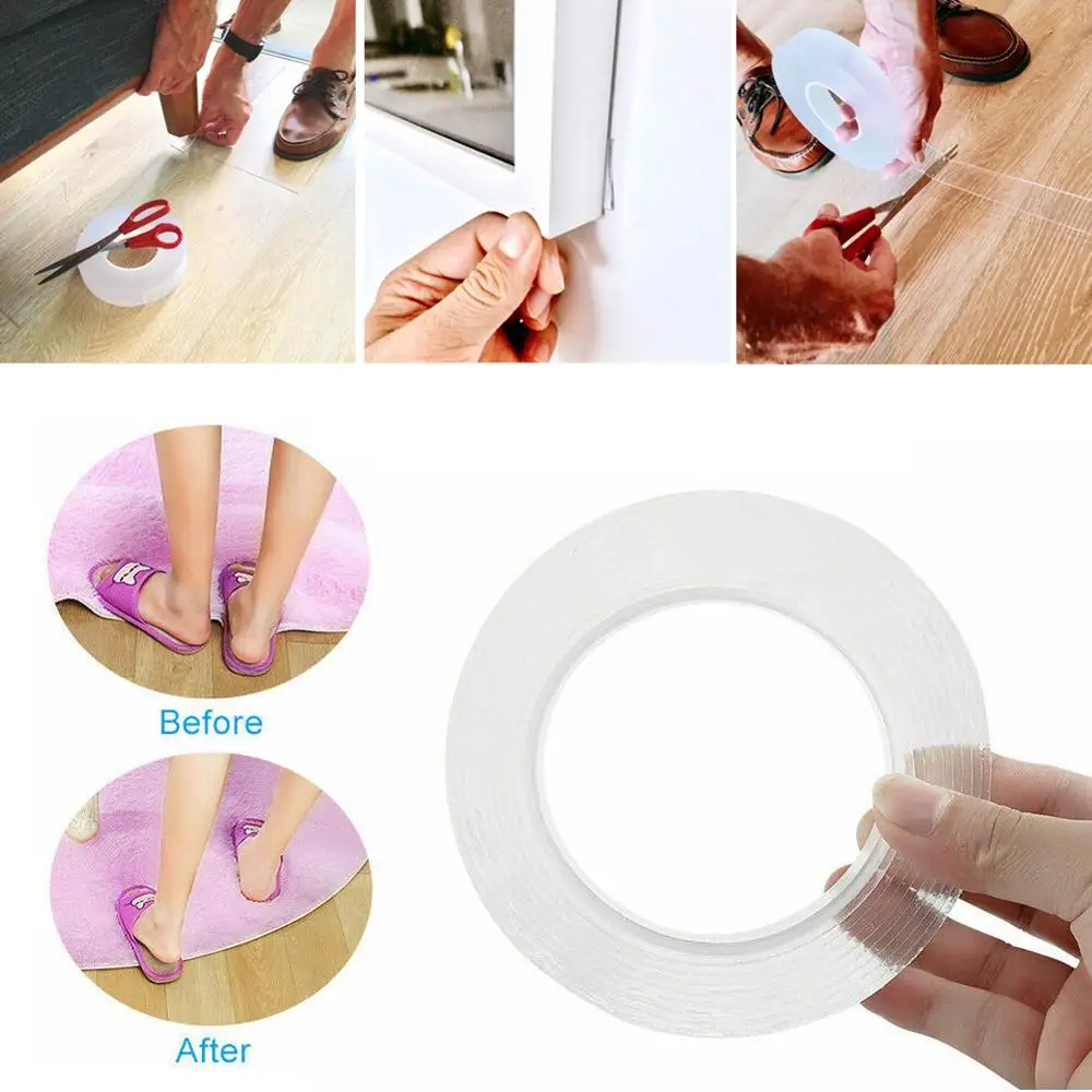 New Brand Reusable Double-Sided Adhesive Nano Tape Washable Traceless Removable Sticker Invisible Gel Tape 1/2/3/5m
New Brand Reusable Double-Sided Adhesive Nano Tape Washable Traceless Removable Sticker Invisible Gel Tape 1/2/3/5m