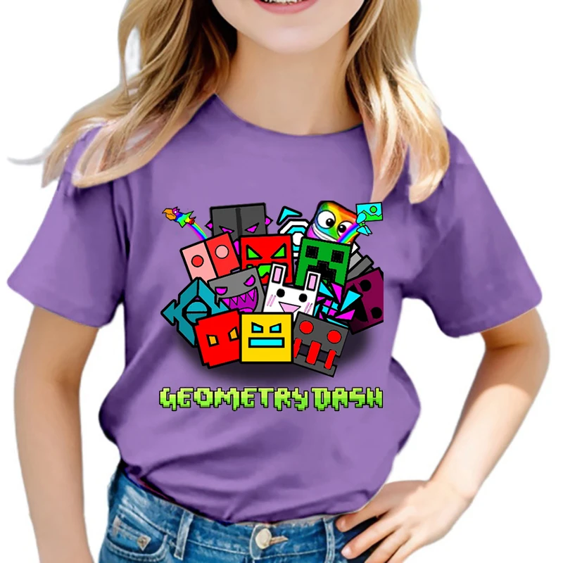Футболка с изображением игры Geometry Dash детские футболки героями мультфильмов для
