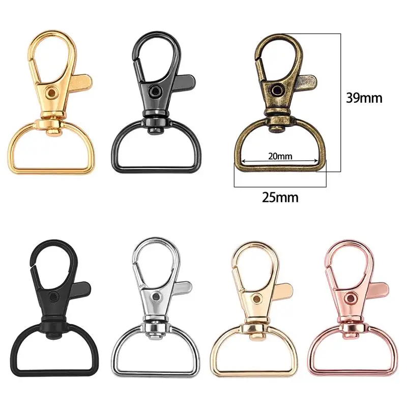 

5Pcs Swivel Clasps with D Rings Lanyard Snap Hooks Keychain Clip Hook Metal Lobster Claw Clasps for Key Rings Crafting Sewing