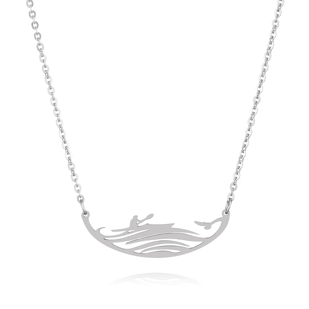 New Stainless Steel Surfing Kayaking Sport Pendant Necklace for Women Simple Waves Boating Couple Necklace Trend Jewelry collar
New Stainless Steel Surfing Kayaking Sport Pendant Necklace for Women Simple Waves Boating Couple Necklace Trend Jewelry collar