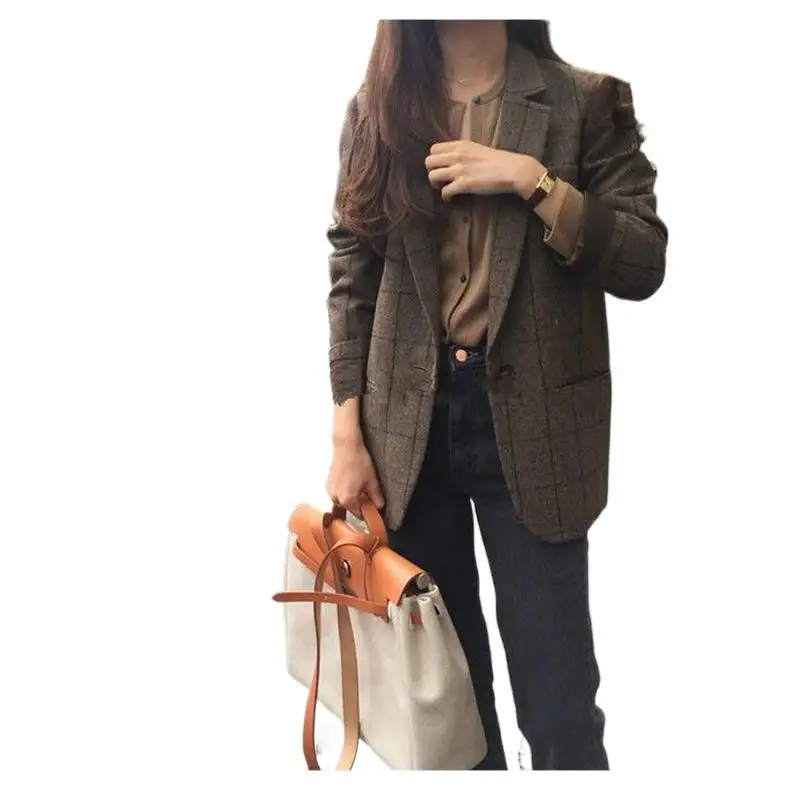 Office Lady Fashion Plaid Blazer And Jackets Korean Suit Coat For Women Winter Notched Single Breasted Business Outerwear
Office Lady Fashion Plaid Blazer And Jackets Korean Suit Coat For Women Winter Notched Single Breasted Business Outerwear