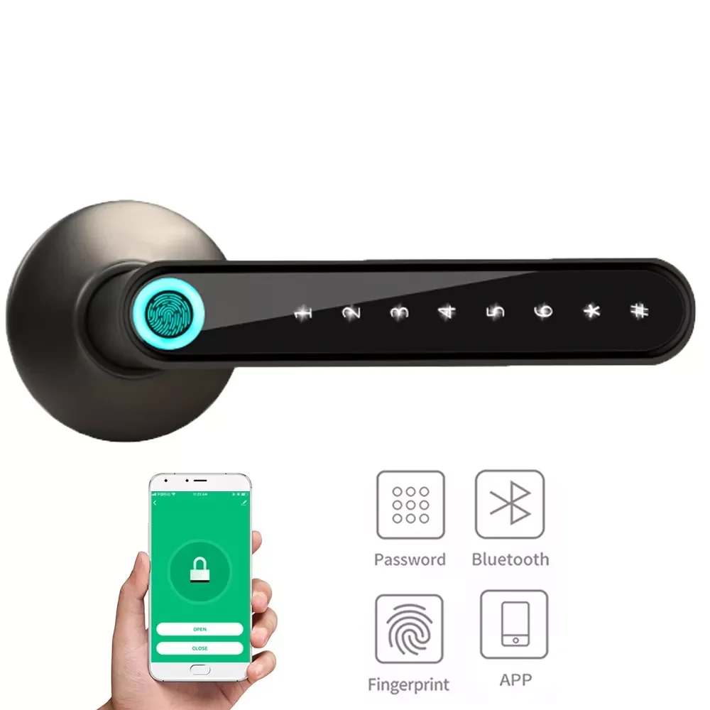 Electronic Lock Bluetooth Keyless Handle Digital Smart Door Lock Fingerprint / Password / App 3 Ways Fast Unlock IOS & Andro
Electronic Lock Bluetooth Keyless Handle Digital Smart Door Lock Fingerprint / Password / App 3 Ways Fast Unlock IOS & Andro