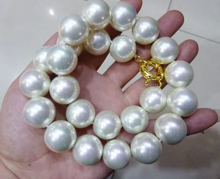 

Huge 16mm White South Sea Shell Pearl Necklace 18'' AAA style Fine Noble real Natural