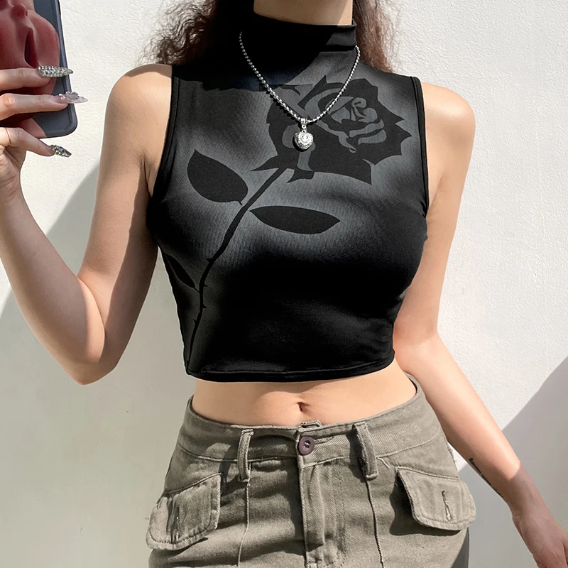 Women's Summer Tank Tops Sleeveless High Neck Rose Flower Print Crop Tops Slim Fit Street Vest
Women's Summer Tank Tops Sleeveless High Neck Rose Flower Print Crop Tops Slim Fit Street Vest