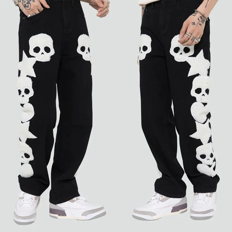 Men's Jeans Hip Hop Streetwear Vintage Skull Towel Embroidery Denim Pants Harajuku Oversized Casual Straight Cargo Trousers Male
Men's Jeans Hip Hop Streetwear Vintage Skull Towel Embroidery Denim Pants Harajuku Oversized Casual Straight Cargo Trousers Male