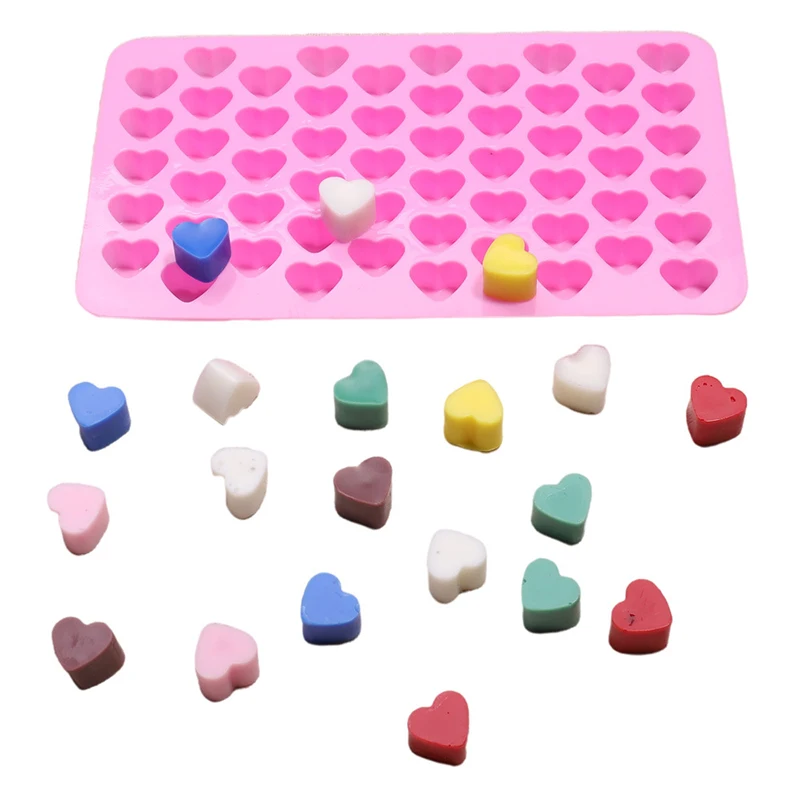 

New 1Pcs 55 Cavity Gummy Love Heart Shape Ice Cube Chocolate Silicone Fondant Molds Valentine Candy Jelly Cake Decorating Tools