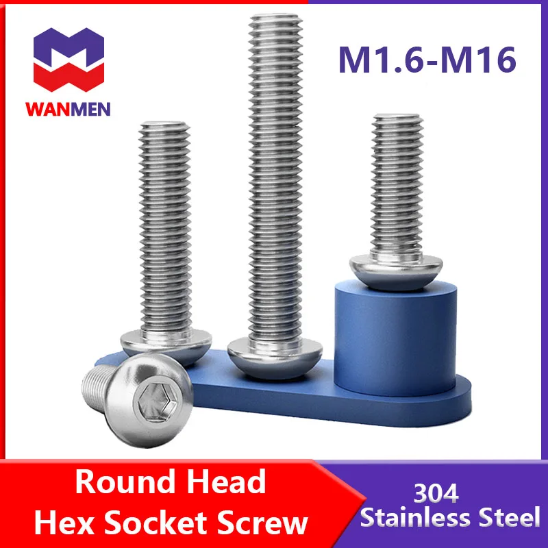 Hexagon Socket Round Pan Head Screws Hex Socket Button Head Allen Bolt Screw Fastener M2M3M4M5M6M8M10M12M16 304 Stainless Steel
Hexagon Socket Round Pan Head Screws Hex Socket Button Head Allen Bolt Screw Fastener M2M3M4M5M6M8M10M12M16 304 Stainless Steel