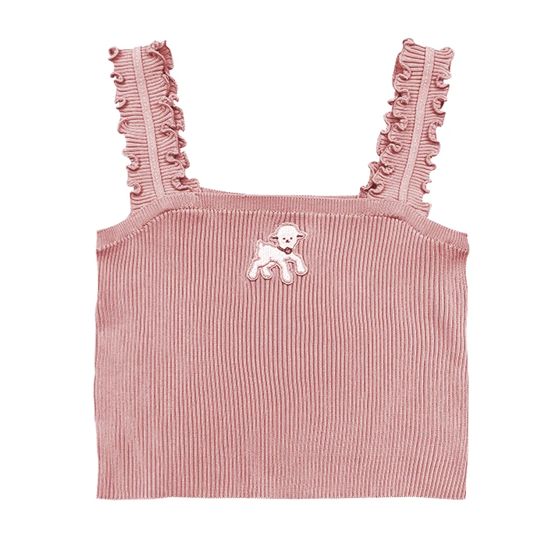 Cute Tops Women Women Summer Lamb Embroidery Slim Short Chic Knitted Tops Sweet Girl Crop Top Kawaii Clothes
Cute Tops Women Women Summer Lamb Embroidery Slim Short Chic Knitted Tops Sweet Girl Crop Top Kawaii Clothes