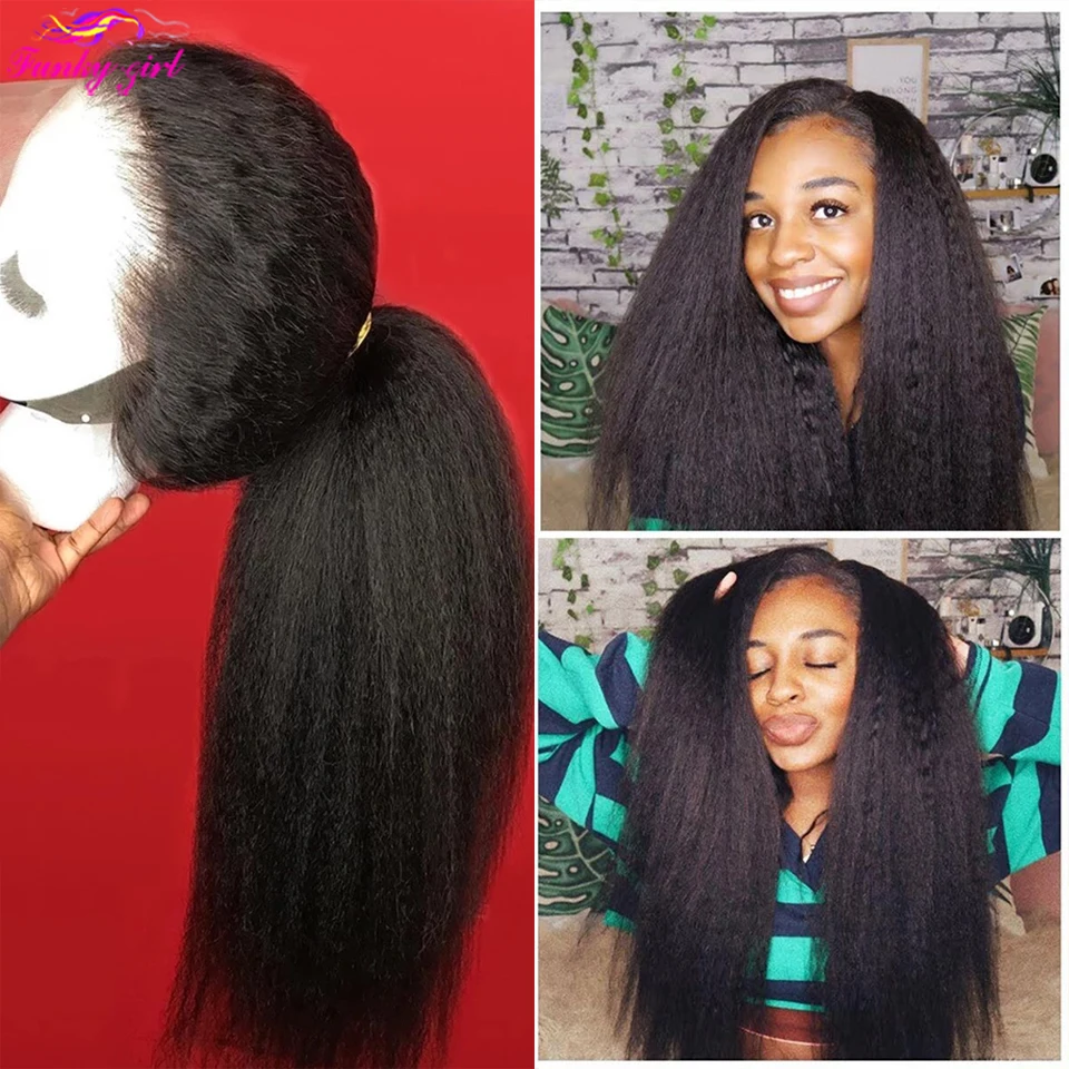 Transparent Kinky Straight Lace Front Wig HD 13x4 Yaki Straight Lace Frontal Wig with Baby Hair 4x4 Lace Closure Wig for Women
Transparent Kinky Straight Lace Front Wig HD 13x4 Yaki Straight Lace Frontal Wig with Baby Hair 4x4 Lace Closure Wig for Women