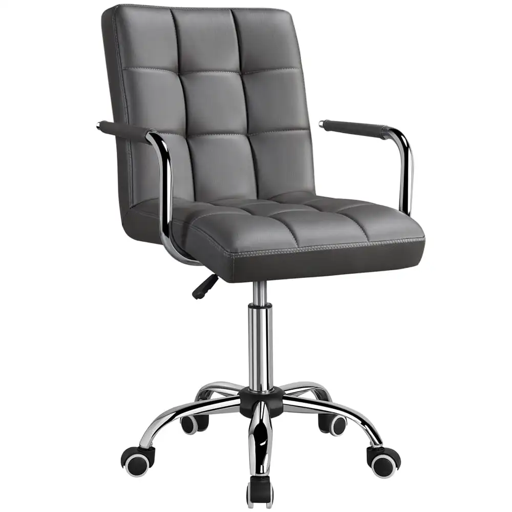 Gray Leather Swivel Office Chair SMILE MART Modern Adjustable Faux Chair with Wheels, ergonomic chair ,
Gray Leather Swivel Office Chair SMILE MART Modern Adjustable Faux Chair with Wheels, ergonomic chair ,