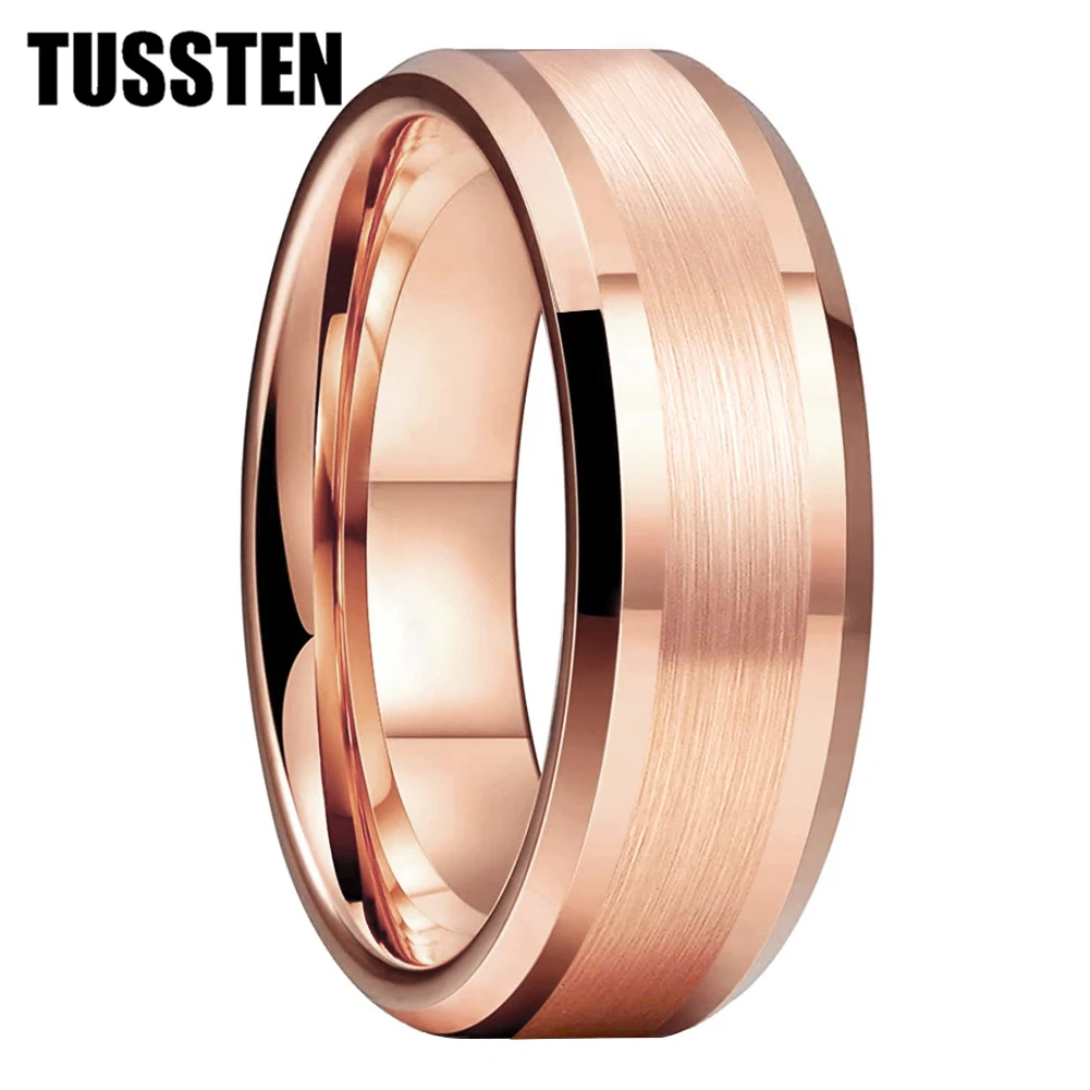 

Прямая поставка, свадебное кольцо TUSSTEN 6 мм/8 мм, розовое золото, вольфрам, обручальное кольцо для мужчин, стандартная Мужская кисть, полирова...
