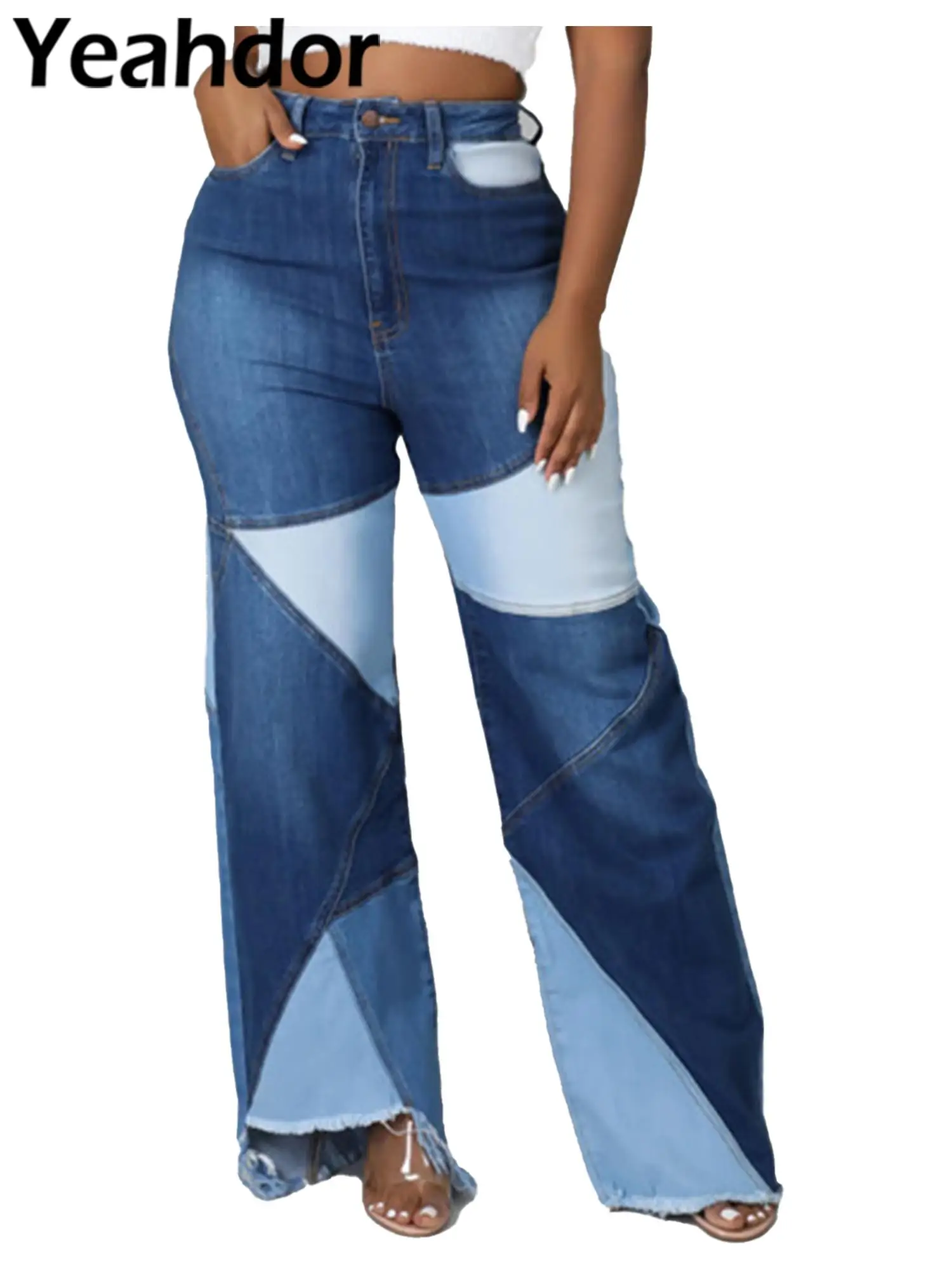 Womens Jeans Color Block Patchwork Jeans Fashion High Waist Straight-Leg Denim Pants Streetwear Clubwear
Womens Jeans Color Block Patchwork Jeans Fashion High Waist Straight-Leg Denim Pants Streetwear Clubwear