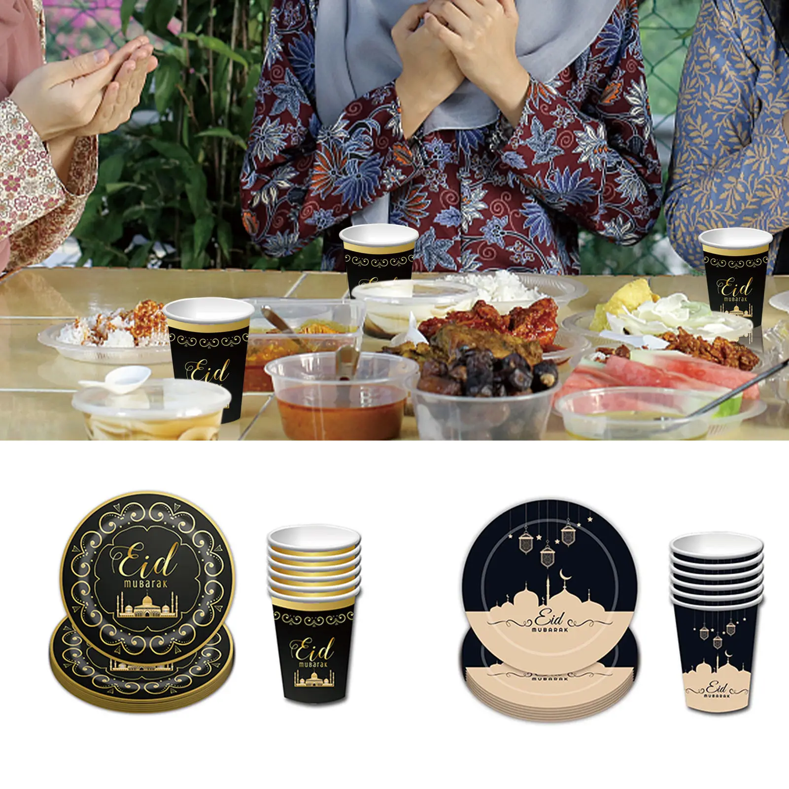 Eid Mubarak Tableware Set Eid Ramadan Single-used Tableware Paper Cup Ramadan Single-used Tableware Set For Islam Muslim Party
Eid Mubarak Tableware Set Eid Ramadan Single-used Tableware Paper Cup Ramadan Single-used Tableware Set For Islam Muslim Party