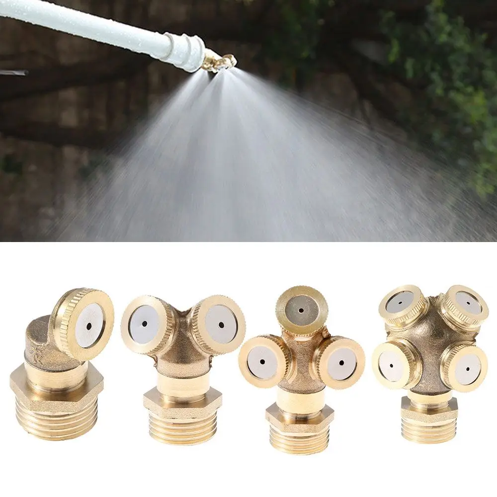 

1/2" Irrigation Mounting Hose Connector Water Sprinklers Heads Adjustable Brass Fitting Nebulizer Spray Misting Nozzle