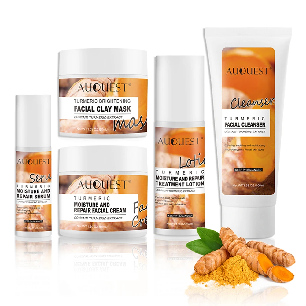 5Pcs Turmeric Skin Care Sets Facial Serum Acne Treatment Moisturize And Repair Cream Blackhead Cleanser Clay Mask Kit For Women
5Pcs Turmeric Skin Care Sets Facial Serum Acne Treatment Moisturize And Repair Cream Blackhead Cleanser Clay Mask Kit For Women